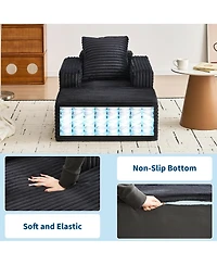 gaomon 45'' Indoor Chaise Lounge Chair Corduroy Cloud Single Couch Sofa with Deep Seat and Armrests Comfy Reading Chair Sleeper Bed