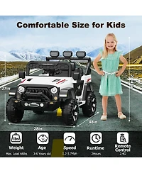 homfan 12V Electric Ride-On Off-Road Vehicle, Parental Remote Control, 3 Speeds, Led Lights, Music, Wireless Connection, Gradual Power-Up