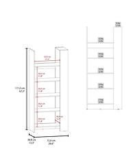 Fm Furniture Doney Park 5-Shelf Open Bookcase, Contemporary Design for Display and Storage