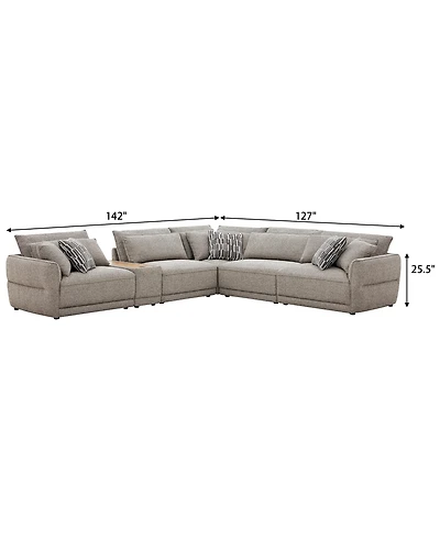 Evandro 6-Piece L-Shaped Sectional Sofa Set (Laf Chair, Raf 2 Armless Corner, Console), Macy's Exclusive