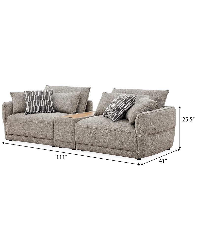 Evandro 3-Piece Sofa with Console Set (Laf Chair, Raf Chair & Console), Macy's Exclusive