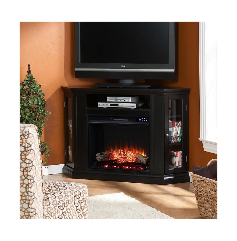 Augusta Home Claremont Electric Corner Touch Screen Fireplace Storage