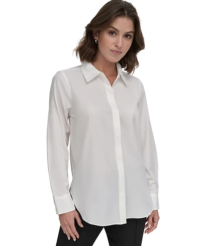 Dkny Petite Button-Front Blouse