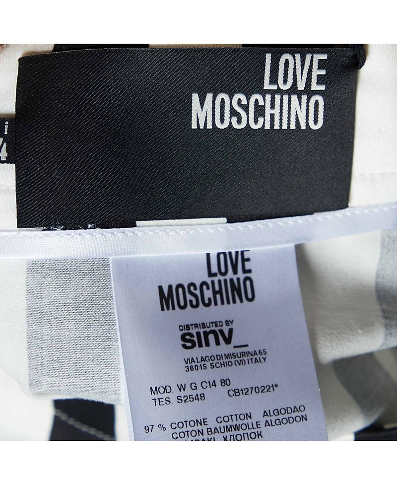 Pre-Owned Love Moschino Women's Cotton Contrast Zip Detail Mini Skirt