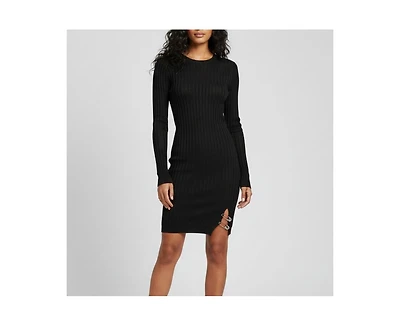 Pre-Owned Versace Women's Rib Knit Safety Pin Detail Mini Dress