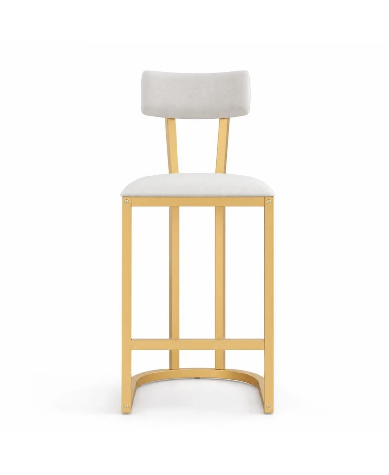 homfan Set of 2 Bar Stools with Backs – Upholstered Curved Back Metal Frame Island Chairs, Tall Counter Height Stools for Kitchen or Dining Room