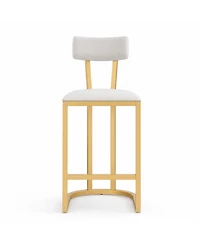 homfan Set of 2 Bar Stools with Backs – Upholstered Curved Back Metal Frame Island Chairs, Tall Counter Height Stools for Kitchen or Dining Room