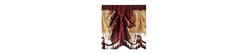Kate Aurora Danbury Custom Austrian Embroidered Rod Pocket Window Valance Treatment - 54 in. W x 20 in. L, Cranberry