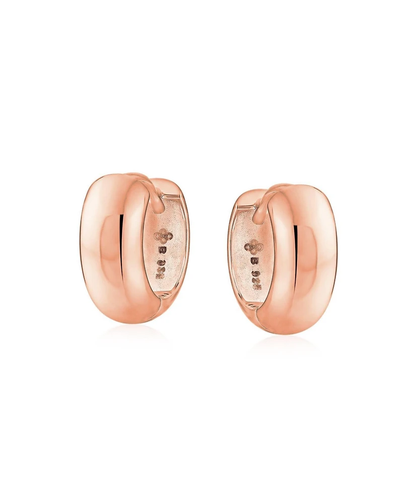 Bling Jewelry Timeless .925 Sterling Silver Kpop Mini Hoop Huggie Earrings Dome Hinge Style Gold Plated