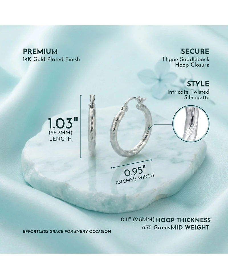 Twisted Hoop Earrings in White Gold Plated or 14K Gold Plated