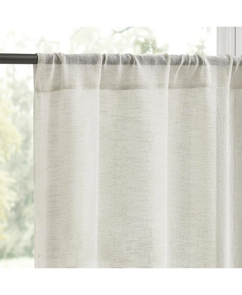 No. 918 Camille Macrame Lace Trim Sheer Rod Pocket Kitchen Curtain Tier Pair