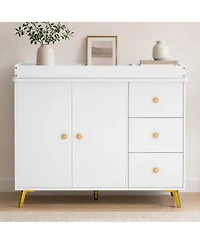 gaomon Baby Changing Table with 3 Drawers and 2-Door Cabinet