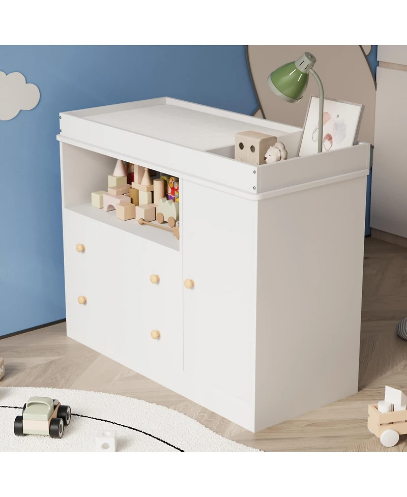 gaomon 3-in-1 Baby Changing Table with 2 Drawers and Cabinet