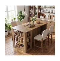 Tribesigns 70.8-Inch Kitchen Island with Storage, 3-Tier Farmhouse Island Table for Kitchen Dining Room