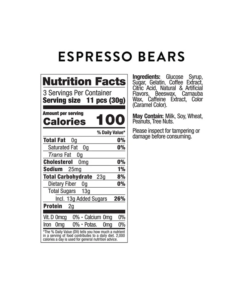 Sugarfina Caffe Luxxe Espresso Bears Mini Coffee Cup Kit