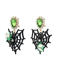 Betsey Johnson Faux-Stone Halloween Spiderweb Heart Drop Earrings