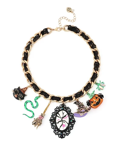 Betsey Johnson Faux-Stone Halloween Witchy Statement Bib Necklace