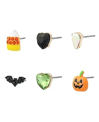 Betsey Johnson Faux-Stone Halloween Pumpkin 6-Piece Stud Earring Set