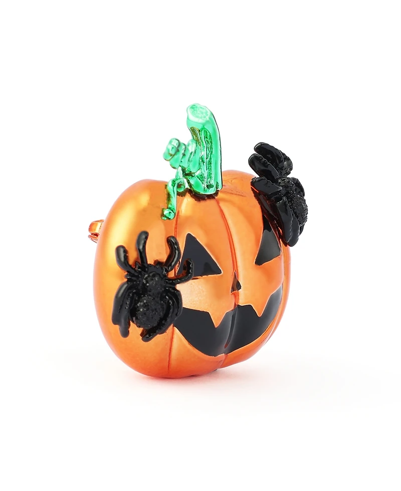 Betsey Johnson Orange Halloween Pumpkin Jack-o-Lantern Brooch