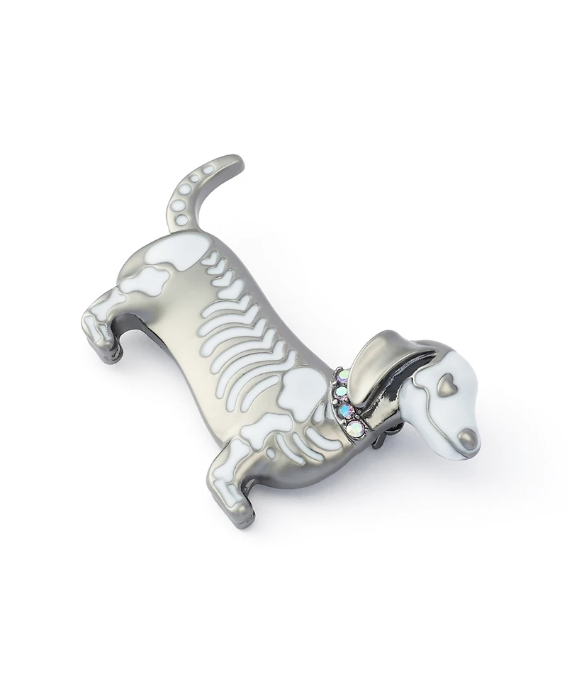 Betsey Johnson Faux-Stone Halloween Skeleton Dachshund Brooch