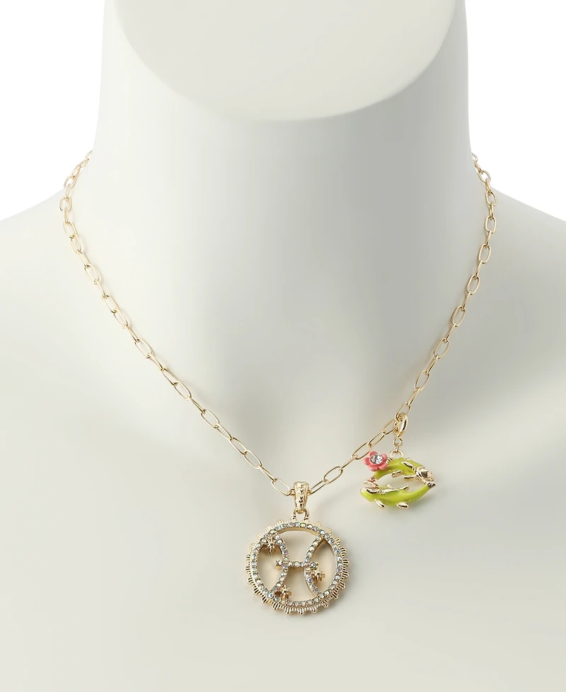 Betsey Johnson Faux-Stone Pisces Celestial Pendant Necklace Charm Zodiac Set