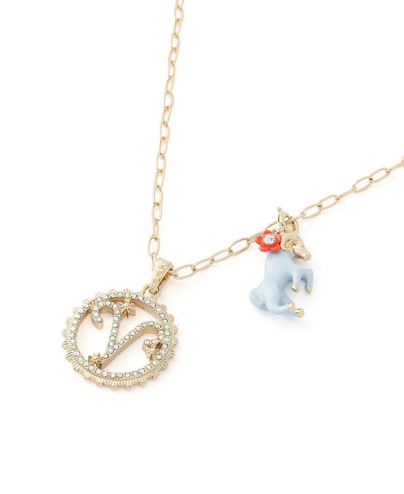 Betsey Johnson Faux-Stone Aries Celestial Pendant Necklace Charm Zodiac Set