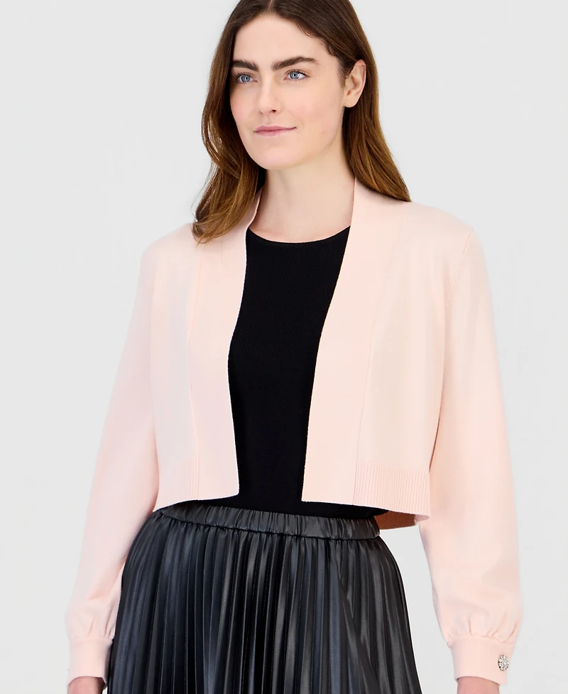 Anne Klein Women's Button Cuff Front Cropped Shrug