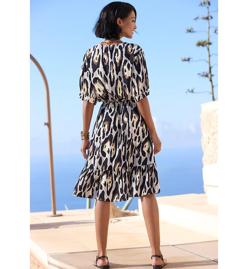 Lascana Women's Animal Print Short Sleeve Dress