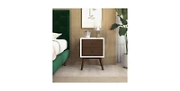 Lucky One 23.6" Width Solid Wood Mid Century Nightstand with 2-Drawer