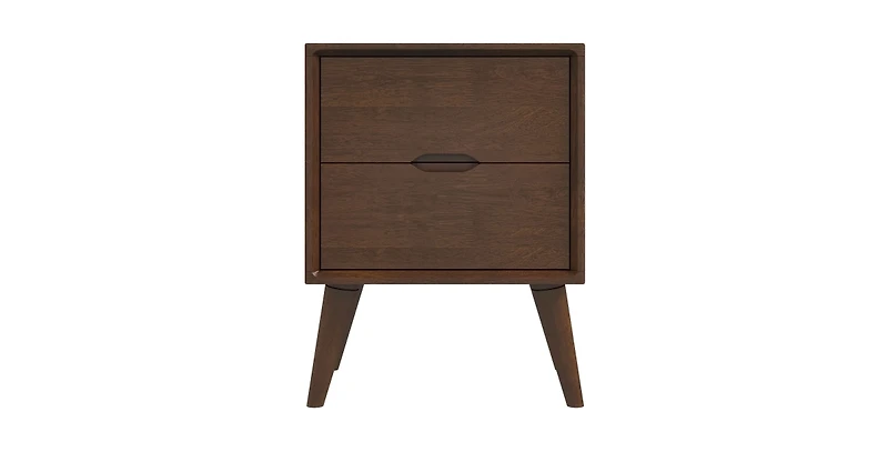 Lucky One 24.8" Width Solid Wood Mid Century Nightstand with 2-Drawer