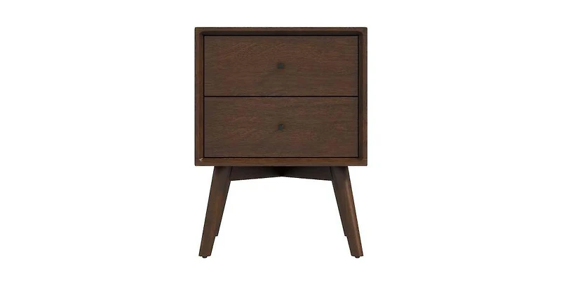 Lucky One 23.6" Width Assembled Mid Century Nightstand 2-Drawer Solid Wood