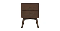 Lucky One 23.6" Width Assembled Mid Century Nightstand 2-Drawer Solid Wood