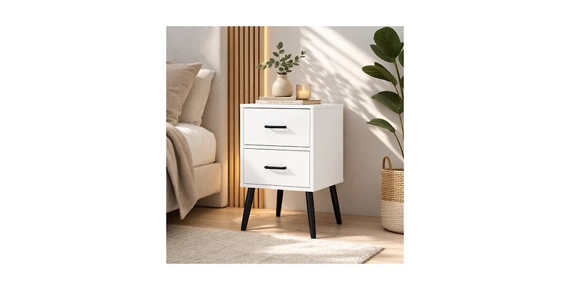 Lucky One 2-Drawer Nightstand with Metal Legs