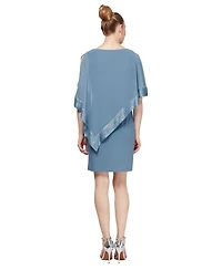 Sl Fashions Metallic-Trim Capelet Sheath Dress