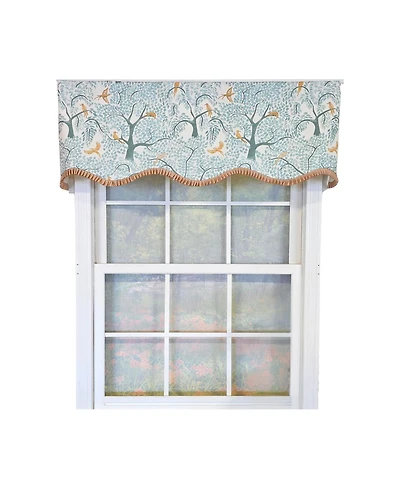 Rlf Home Tree Bird Ruffled Provance Window Valance 100% Cotton Lined Rod Pocket