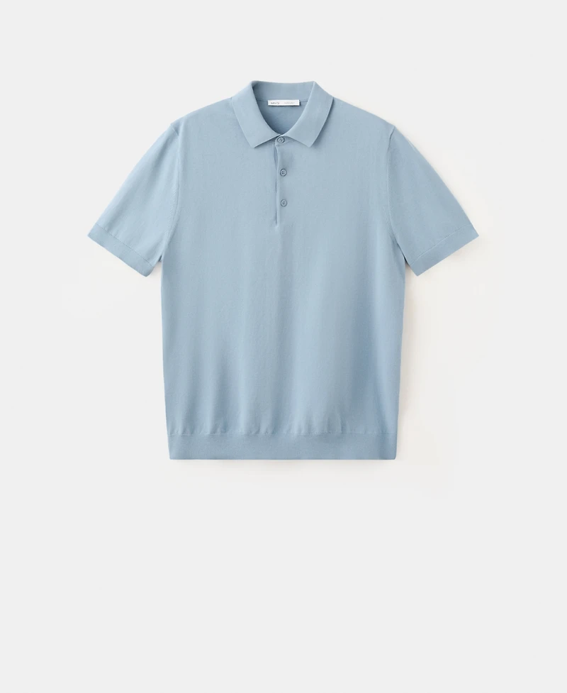 Mango Men's Cotton Fine-Knit Polo Shirt