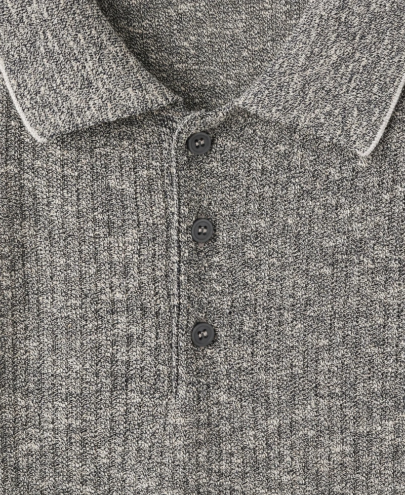Mango Men's Ribbed Linen-Cotton-Blend Polo Shirt