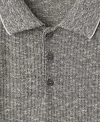 Mango Men's Ribbed Linen-Cotton-Blend Polo Shirt