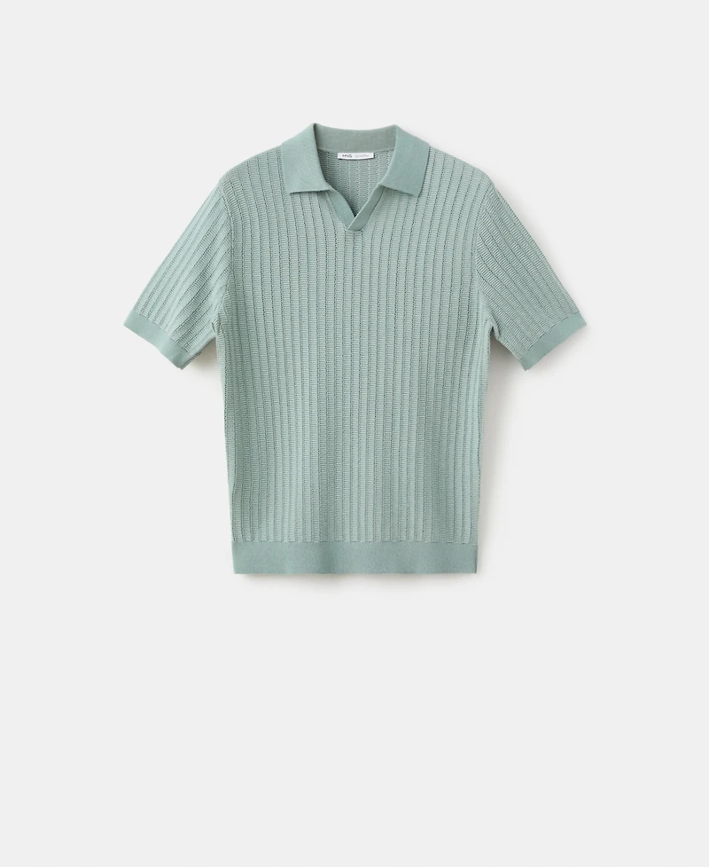 Mango Men's Structured Cotton Knit Polo Shirt