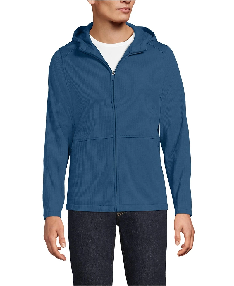 Lands' End Men's Unisex Grid Tech Hooded Zip Front Jacket