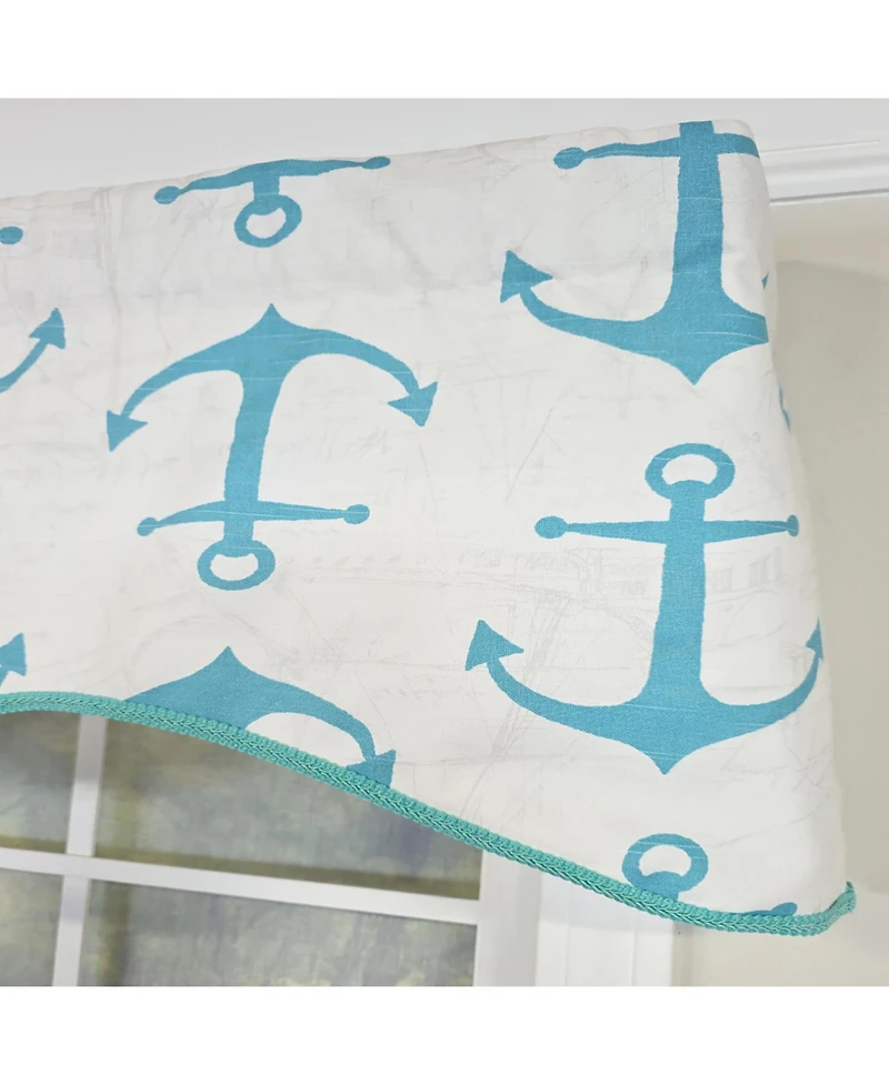 Rlf Home Anchors Cornice Window Valance 100% Cotton Lined Rod Pocket