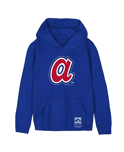 Mitchell & Ness Big Boys and Girls Royal Atlanta Braves Retro Logo Hoodie