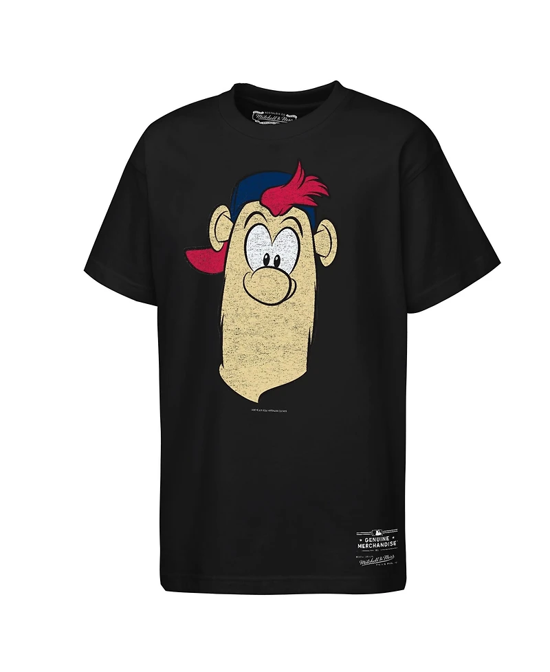 Mitchell & Ness Big Boys and Girls Black Atlanta Braves Face Mascot T-Shirt