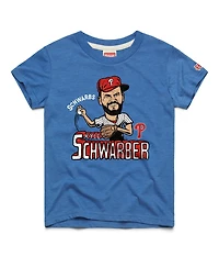 Homage Big Boys and Girls Kyle Schwarber Royal Philadelphia Phillies Caricature Tri-Blend T-Shirt