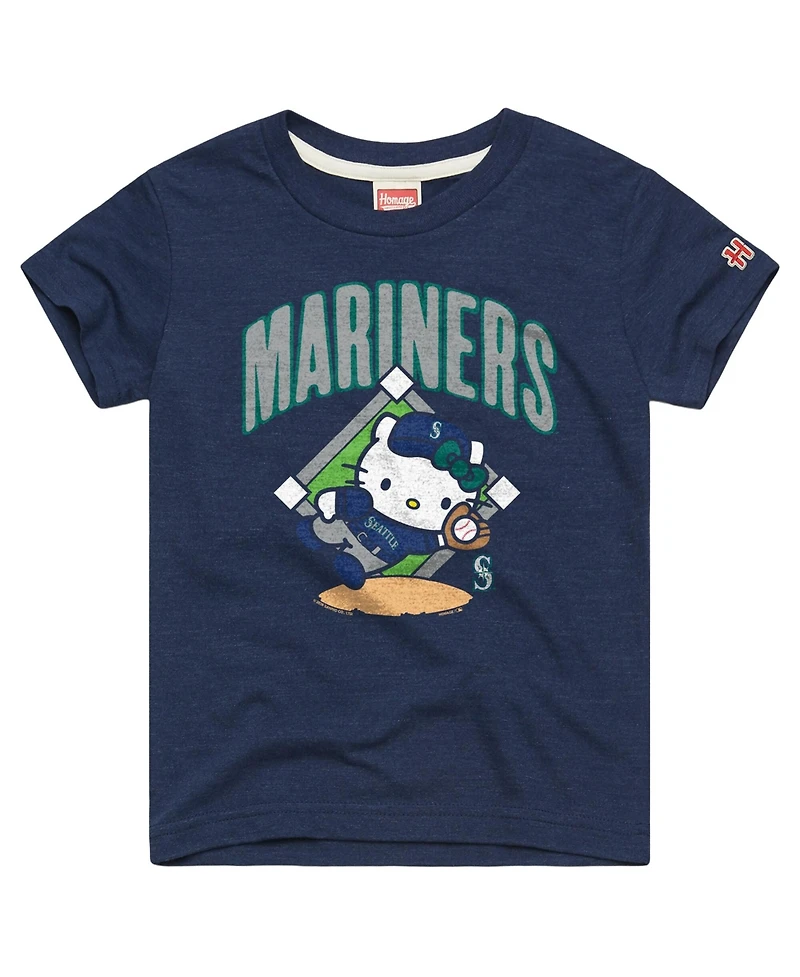 Homage Toddler Navy Seattle Mariners Hello Kitty x Mlb Tri-Blend T-Shirt