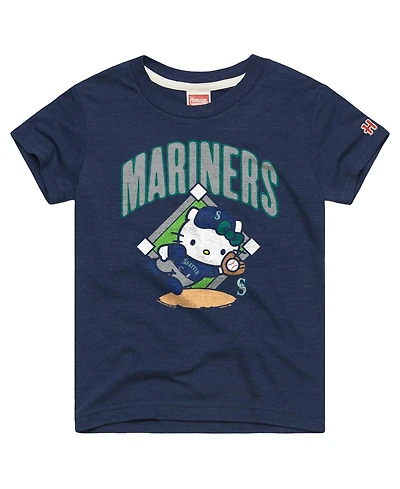 Homage Toddler Navy Seattle Mariners Hello Kitty x Mlb Tri-Blend T-Shirt