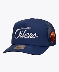 Mitchell & Ness Men's Navy Edmonton Oilers Head Coach Trucker Adjustable Hat