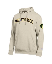Champion Men's Oatmeal Milwaukee Brewers All Star Chenille Patch Hoodie