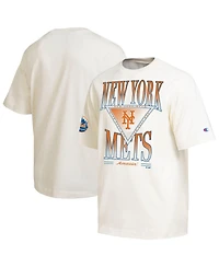 Champion Men's Cream New York Mets Traditions Two Locations T-Shirt