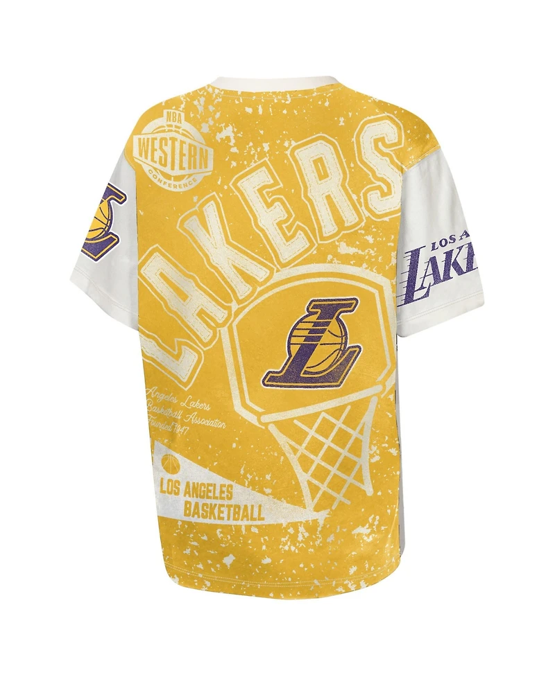 Outerstuff Big Boys and Girls Cream Los Angeles Lakers Top Player All-Over-Print T-Shirt